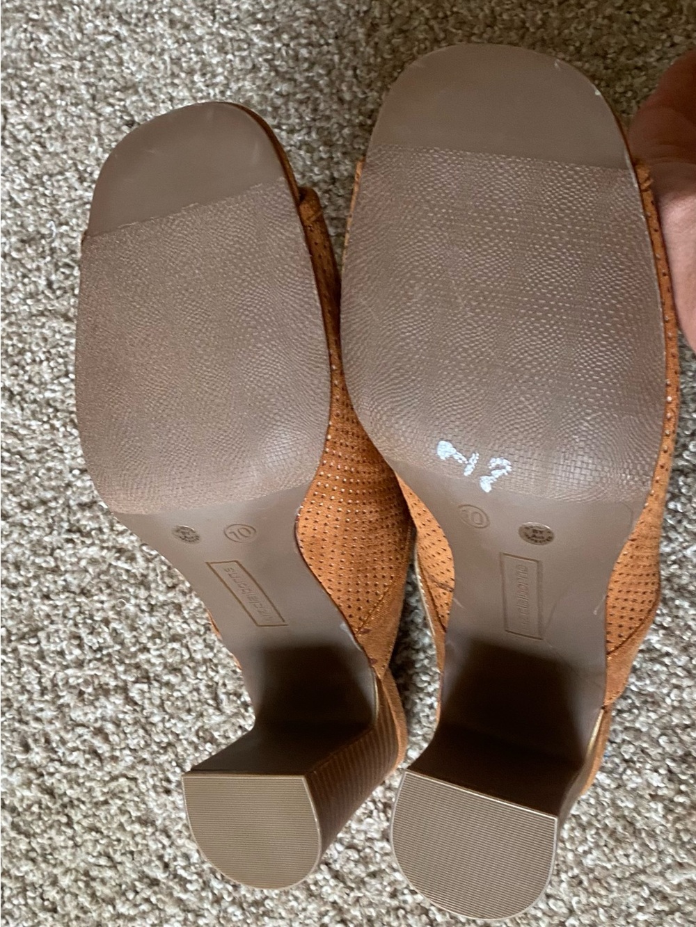 Liz Claiborne Brown Peep-Toe Block Heels. Worn once. - Picture 3 of 7